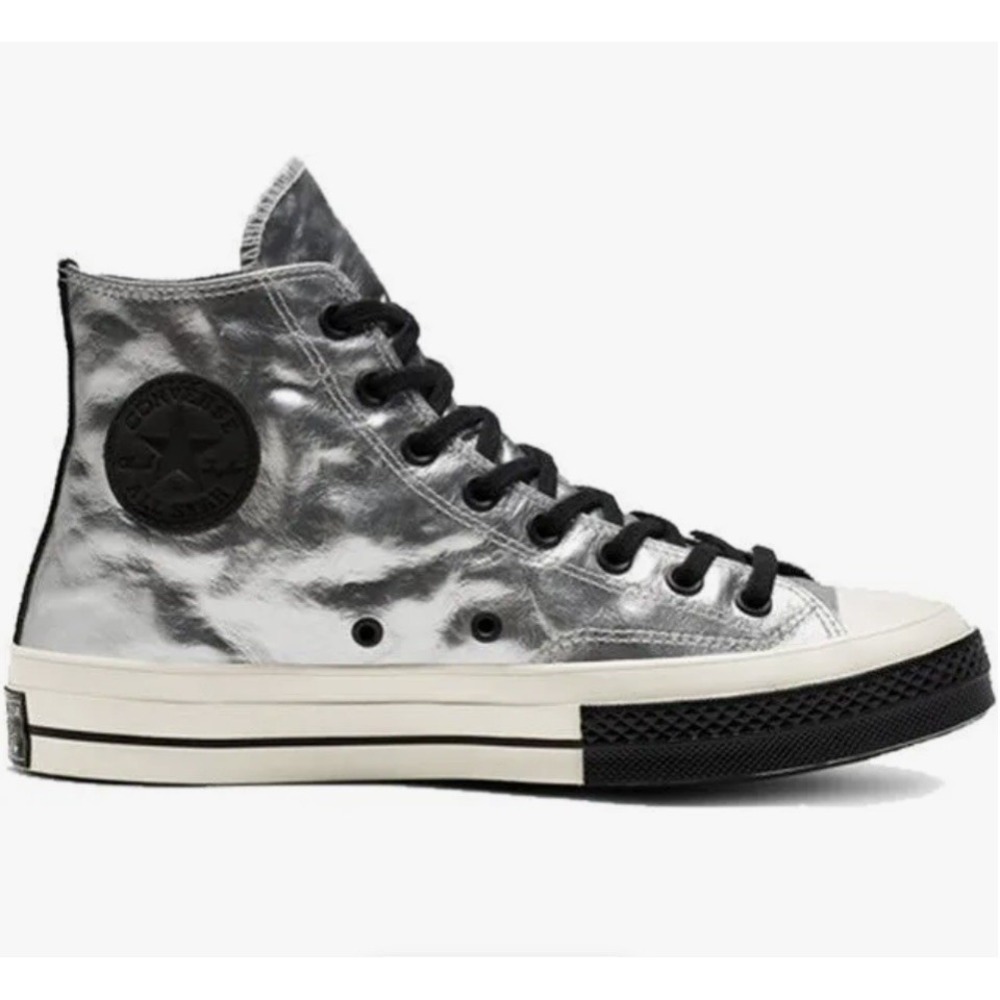 Converse Chuck 70 Hi Tops Leather Silver Black Egret 165050C M 10.5 / W 12.5